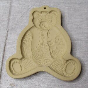 1989 Vintage Brown Bag Cookie Mold Bear Teddy Grizzly Hill Design Stoneware Art
